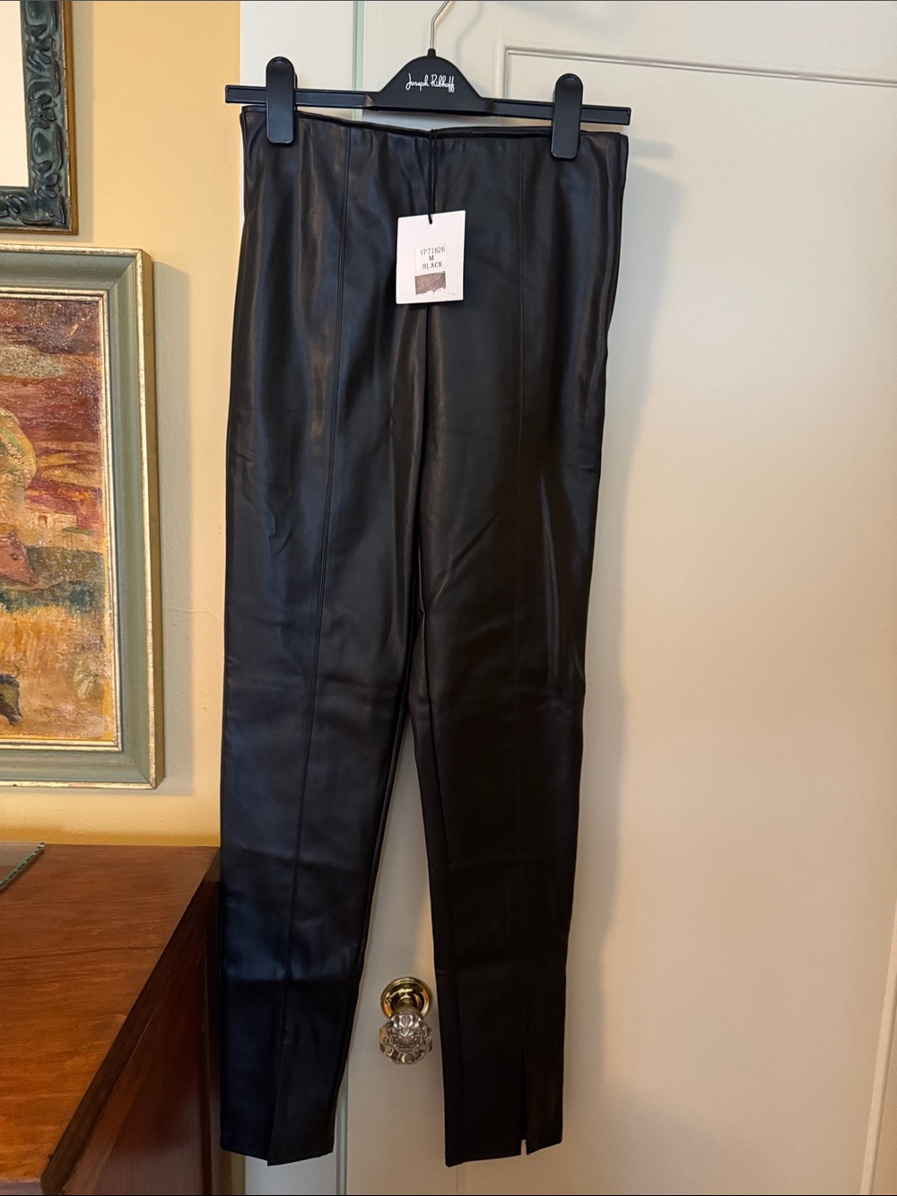 Very J Black Faux Leather Straight-Leg Pants